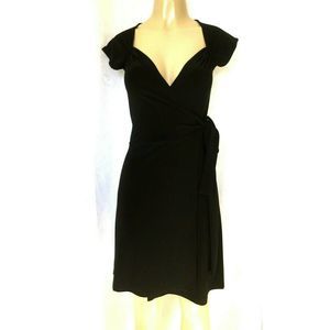 Norma Kamali Wrap Dress Black Jersey Stretch S